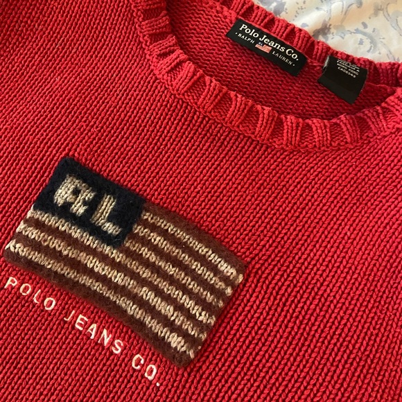 ❌SOLD❌ Vintage Polo Ralph Lauren American Flag Sweater - Picture 3 of 8